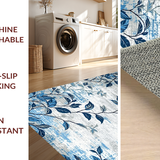 Ultra Soft Area Rug, Non Slip, Stain Resistant, Washable Area Rugs for Living Room, Bedroom, Charming Floral Ogee Motif(Blue)