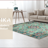 Ultra Soft Area Rug, Non Slip, Stain Resistant, Washable Area Rugs for Living Room, Bedroom, Cozy Earthy Medallion Design(Green)