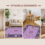 Ultra Soft Area Rug, Non Slip, Stain Resistant, Washable Area Rugs for Living Room, Bedroom, Whimsical Lush Botanical Patterns(Purple)