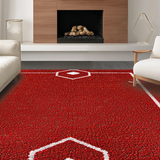 Ultra Soft Area Rug, Non Slip, Stain Resistant, Washable Area Rugs for Living Room, Bedroom, Charming Baseball Patch Decor(Red)