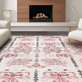 Ultra Soft Area Rug, Non Slip, Stain Resistant, Washable Area Rugs for Living Room, Bedroom, Coquette Bow Accent Rug, Girly Room Decor(Pink)