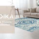 Ultra Soft Area Rug, Non Slip, Stain Resistant, Washable Area Rugs for Living Room, Bedroom, Rustic Light Blue Tiled Arrangement(Blue)