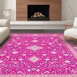 Ultra Soft Area Rug, Non Slip, Stain Resistant, Washable Area Rugs for Living Room, Bedroom, Cozy Pastel Medallion Aesthetic Rug(Pink)