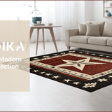 Ultra Soft Area Rug, Non Slip, Stain Resistant, Washable Area Rugs for Living Room, Bedroom, Elegant Textured Brown Motif(Red)