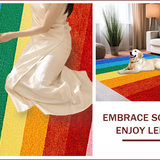 Ultra Soft Area Rug, Non Slip, Stain Resistant, Washable Area Rugs for Living Room, Bedroom, Rainbow Stripe Plush(Red)
