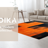 Ultra Soft Area Rug, Non Slip, Stain Resistant, Washable Area Rugs for Living Room, Bedroom, Rich Burnt Orange Textured Motif(Orange)