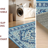 Ultra Soft Area Rug, Non Slip, Stain Resistant, Washable Area Rugs for Living Room, Bedroom, Lively Contemporary Tiled Design(Blue)