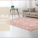 Ultra Soft Area Rug, Non Slip, Stain Resistant, Washable Area Rugs for Living Room, Bedroom, Whimsical Nature-Inspired Floral Design(Pink)