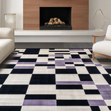 Ultra Soft Area Rug, Non Slip, Stain Resistant, Washable Area Rugs for Living Room, Bedroom, Contemporary Graphic Dice Aesthetic(Black)