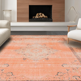 Ultra Soft Area Rug, Non Slip, Stain Resistant, Washable Area Rugs for Living Room, Bedroom, Classic Mediterranean Textured Appeal(Orange)