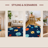Ultra Soft Area Rug, Non Slip, Stain Resistant, Washable Area Rugs for Living Room, Bedroom, Cute Colorful Space Carpet for Boys Bedroom(Blue)