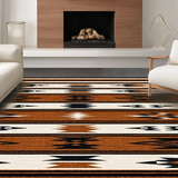 Ultra Soft Area Rug, Non Slip, Stain Resistant, Washable Area Rugs for Living Room, Bedroom, Rustic Southwest Geometric Motif(Brown)