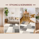 Ultra Soft Area Rug, Non Slip, Stain Resistant, Washable Area Rugs for Living Room, Bedroom, Rustic Low Pile Trellis Design(Gray)
