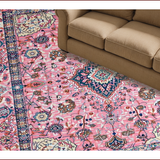Ultra Soft Area Rug, Non Slip, Stain Resistant, Washable Area Rugs for Living Room, Bedroom, Vintage Floral Medallion Elegance(Pink)