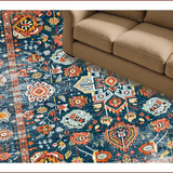 Ultra Soft Area Rug, Non Slip, Stain Resistant, Washable Area Rugs for Living Room, Bedroom, Vibrant Tribal Tiled Aesthetic(Blue)