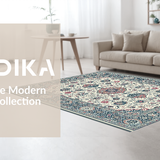 Ultra Soft Area Rug, Non Slip, Stain Resistant, Washable Area Rugs for Living Room, Bedroom, Contemporary Abstract Silver Motif(White)