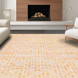 Ultra Soft Area Rug, Non Slip, Stain Resistant, Washable Area Rugs for Living Room, Bedroom, Contemporary Peach Carpet Boasting Gold Circular Motifs And Fine Line Details(Beige)