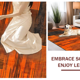 Ultra Soft Area Rug, Non Slip, Stain Resistant, Washable Area Rugs for Living Room, Bedroom, Irregular Geometric Lava Effect(Orange)