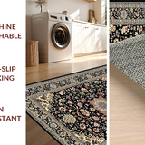 Ultra Soft Area Rug, Non Slip, Stain Resistant, Washable Area Rugs for Living Room, Bedroom, Contemporary Bold Botanical Pattern(Black)