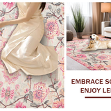 Ultra Soft Area Rug, Non Slip, Stain Resistant, Washable Area Rugs for Living Room, Bedroom, Chic Blush Floral Medallion(Pink)