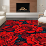 Ultra Soft Area Rug, Non Slip, Stain Resistant, Washable Area Rugs for Living Room, Bedroom, Whimsical Bright Floral Accent(Red)