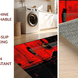 Artistic Black and White Guitar Motif(Red)