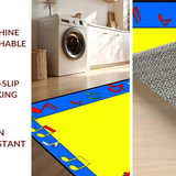 Ultra Soft Area Rug, Non Slip, Stain Resistant, Washable Area Rugs for Living Room, Bedroom, Whimsical Sound Wave Motif(Yellow)