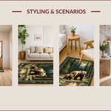 Ultra Soft Area Rug, Non Slip, Stain Resistant, Washable Area Rugs for Living Room, Bedroom, Vibrant Earth Toned Wildlife Design(Brown)
