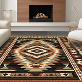 Ultra Soft Area Rug, Non Slip, Stain Resistant, Washable Area Rugs for Living Room, Bedroom, Bold Aztec Inspired Graphic(Brown)