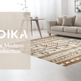 Ultra Soft Area Rug, Non Slip, Stain Resistant, Washable Area Rugs for Living Room, Bedroom, Elegant Curved Boho Design(Beige)