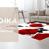 Ultra Soft Area Rug, Non Slip, Stain Resistant, Washable Area Rugs for Living Room, Bedroom, Chic Contemporary Floral Design(Red)