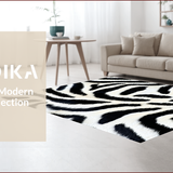 Ultra Soft Area Rug, Non Slip, Stain Resistant, Washable Area Rugs for Living Room, Bedroom, Non-Slip Zebra Print Laundry Mat(Black)