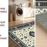 Ultra Soft Area Rug, Non Slip, Stain Resistant, Washable Area Rugs for Living Room, Bedroom, Rustic Neutral Tone Floral Pattern(White)