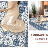 Ultra Soft Area Rug, Non Slip, Stain Resistant, Washable Area Rugs for Living Room, Bedroom, Elegant Oriental Floral Scroll(White)