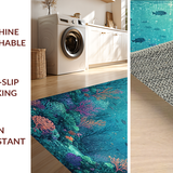 Ultra Soft Area Rug, Non Slip, Stain Resistant, Washable Area Rugs for Living Room, Bedroom, Aquatic Wonderland Rug With Coral Garden Turtle Sanctuary Pattern(Blue)