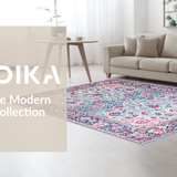 Ultra Soft Area Rug, Non Slip, Stain Resistant, Washable Area Rugs for Living Room, Bedroom, Sophisticated Whimsical Tiled Aesthetic(Blue)