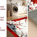 Ultra Soft Area Rug, Non Slip, Stain Resistant, Washable Area Rugs for Living Room, Bedroom, Contemporary Plum Blossom Design(Red)