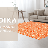 Ultra Soft Area Rug, Non Slip, Stain Resistant, Washable Area Rugs for Living Room, Bedroom, Chic Retro Lattice Design(Orange)