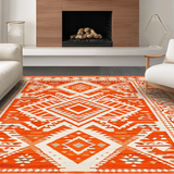 Ultra Soft Area Rug, Non Slip, Stain Resistant, Washable Area Rugs for Living Room, Bedroom, Chic Earthy Toned Swirl Aesthetics(Orange)