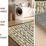 Ultra Soft Area Rug, Non Slip, Stain Resistant, Washable Area Rugs for Living Room, Bedroom, Artistic Retro Note Pattern Design(Black)