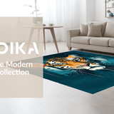 Ultra Soft Area Rug, Non Slip, Stain Resistant, Washable Area Rugs for Living Room, Bedroom, Contemporary Tiger Pattern Fusion(Orange)