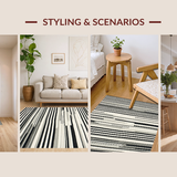 Ultra Soft Area Rug, Non Slip, Stain Resistant, Washable Area Rugs for Living Room, Bedroom, Monochrome Maze: Graphic Stripe Woven Accent Rug for Entry(Black)