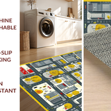 Ultra Soft Area Rug, Non Slip, Stain Resistant, Washable Area Rugs for Living Room, Bedroom, Lively City Grid Exploration Mat(Gray)
