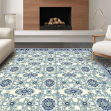 Ultra Soft Area Rug, Non Slip, Stain Resistant, Washable Area Rugs for Living Room, Bedroom, Tranquil Light Grey Botanical Design(White)