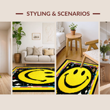 Ultra Soft Area Rug, Non Slip, Stain Resistant, Washable Area Rugs for Living Room, Bedroom, Trippy Monochrome Abstract Design(Yellow)