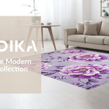 Ultra Soft Area Rug, Non Slip, Stain Resistant, Washable Area Rugs for Living Room, Bedroom, Luxurious Peony Artful Motif(Purple)