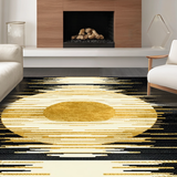 Ultra Soft Area Rug, Non Slip, Stain Resistant, Washable Area Rugs for Living Room, Bedroom, Chic Soft Curved Sun Patterns(Gold)
