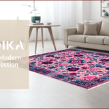 Ultra Soft Area Rug, Non Slip, Stain Resistant, Washable Area Rugs for Living Room, Bedroom, Geometric Tribal Dorm Rug Non Slip Design(Pink)