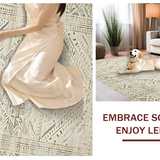 Ultra Soft Area Rug, Non Slip, Stain Resistant, Washable Area Rugs for Living Room, Bedroom, Delicate Pink Botanical Elegance(Beige)