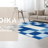 Ultra Soft Area Rug, Non Slip, Stain Resistant, Washable Area Rugs for Living Room, Bedroom, Stylish Minimalist Geometric Lines(Blue)